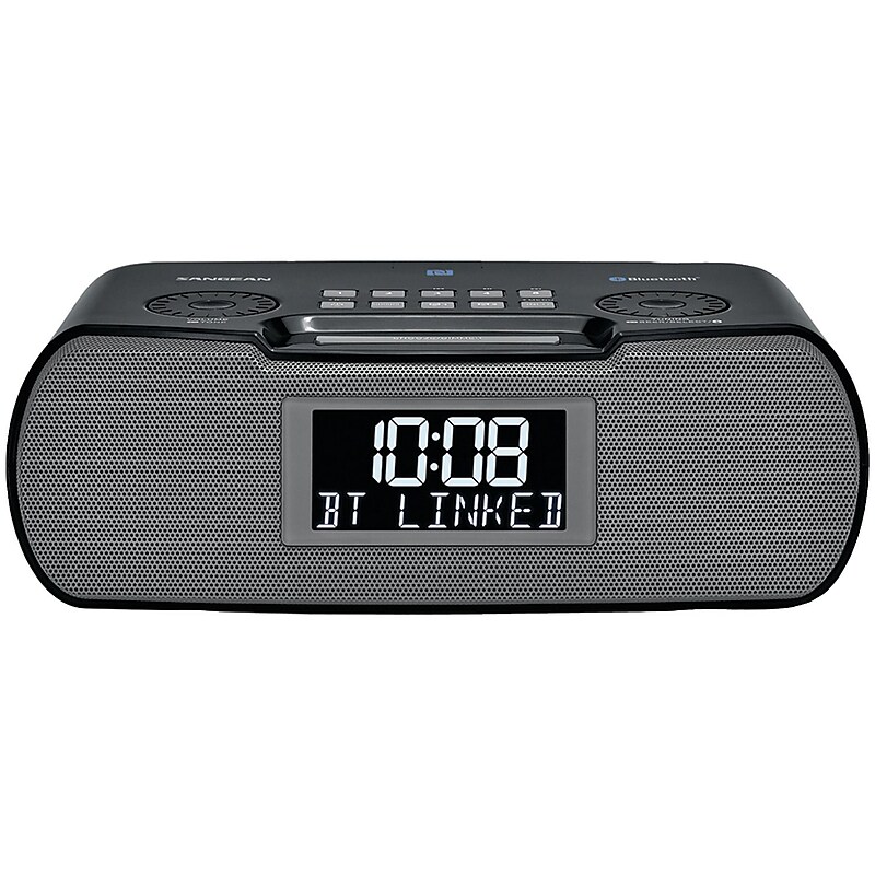 Sangean Digital AM/FM-RDS/Bluetooth Clock Radio with USB Charger, Black (RCR-20) image 1