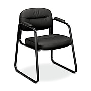 HON SofThread Leather Sled Base Guest Chair, Fixed Arms, Black (BSXVL653SB11)