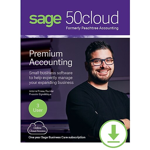 Sage 50 Sage 50cloud Premium Accounting 2019 U.S. for 3Users, 1Year