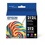 Epson T212 Black High Yield and Cyan/Magenta/Yellow Standard Yield Ink Cartridge, 4/Pack (T212XL-BCS)