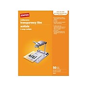 Staples Multipurpose Transparency Copy Film for Laser Printers and Inkjet Printers, 50/Pack (368096A)