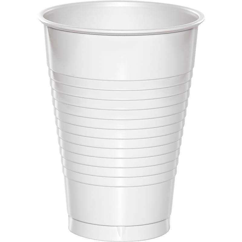 Touch of Color White 12 oz Plastic Cups, 60 Count (DTC28000071TUMB) image 1