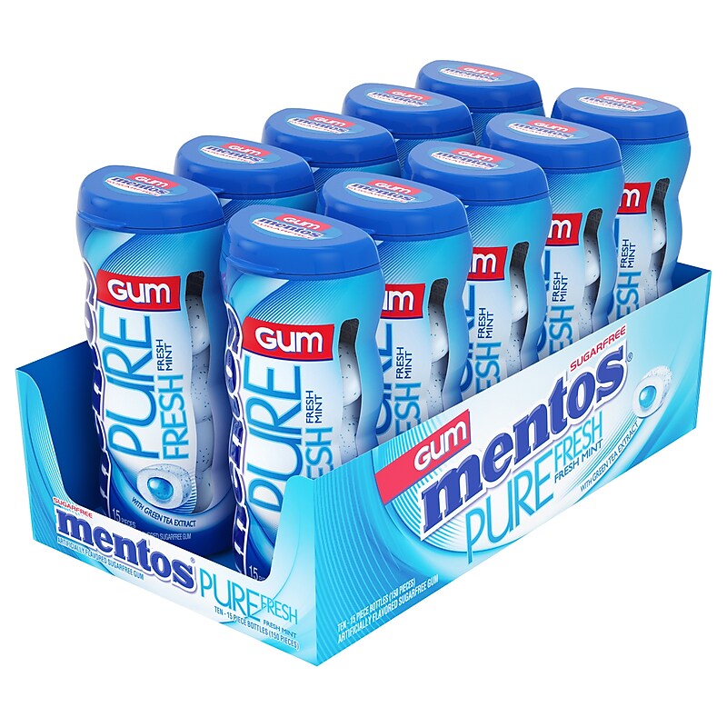 Mentos Pure Fresh Sugar Free Mint Gum, 10/Box (VAM1463620) image 1