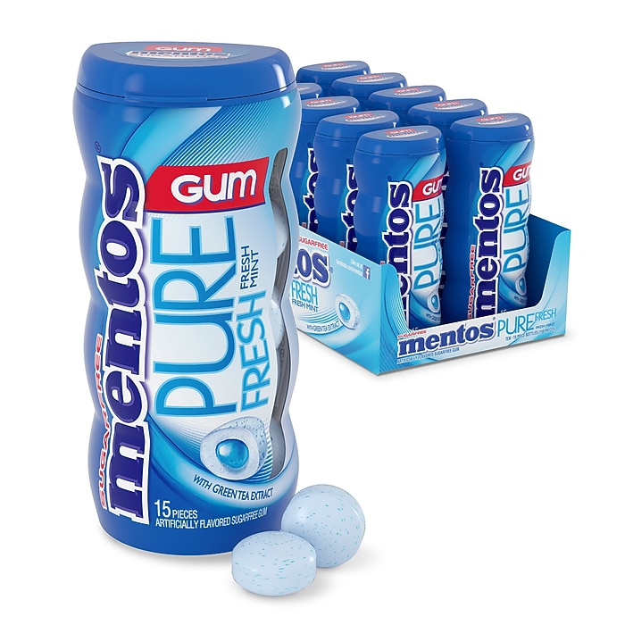 Mentos Pure Fresh Sugar Free Mint Gum, 10/Box (VAM1463620