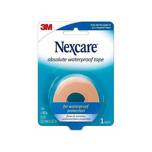 Nexcare Absolute Waterproof & Flexible First Aid Tape, 1" x 5 yds., Tan (731) Staples