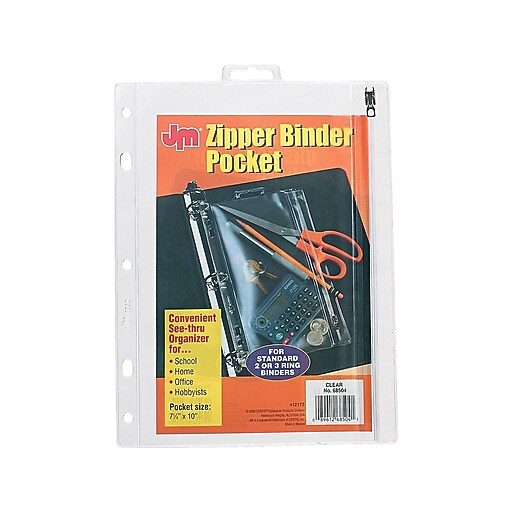 JM Vinyl Binder Pocket, 5 Hole Punched, Clear (68504) at Staples