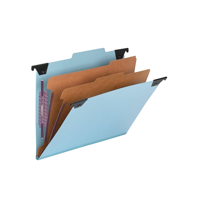 Smead FasTab Heavy Duty Hanging File Folder, 2/5 Cut Tab, Letter size, Blue (65115) image 1