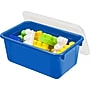 Storex Plastic Small Cubby Bins with Lids, 5.1" x 7.8" x 12.2", Blue/Clear, 5/Carton (62408U05C)~#|#~sp52231857_sc7