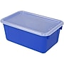 Storex Plastic Small Cubby Bins with Lids, 5.1" x 7.8" x 12.2", Blue/Clear, 5/Carton (62408U05C)~#|#~sp52231858_sc7