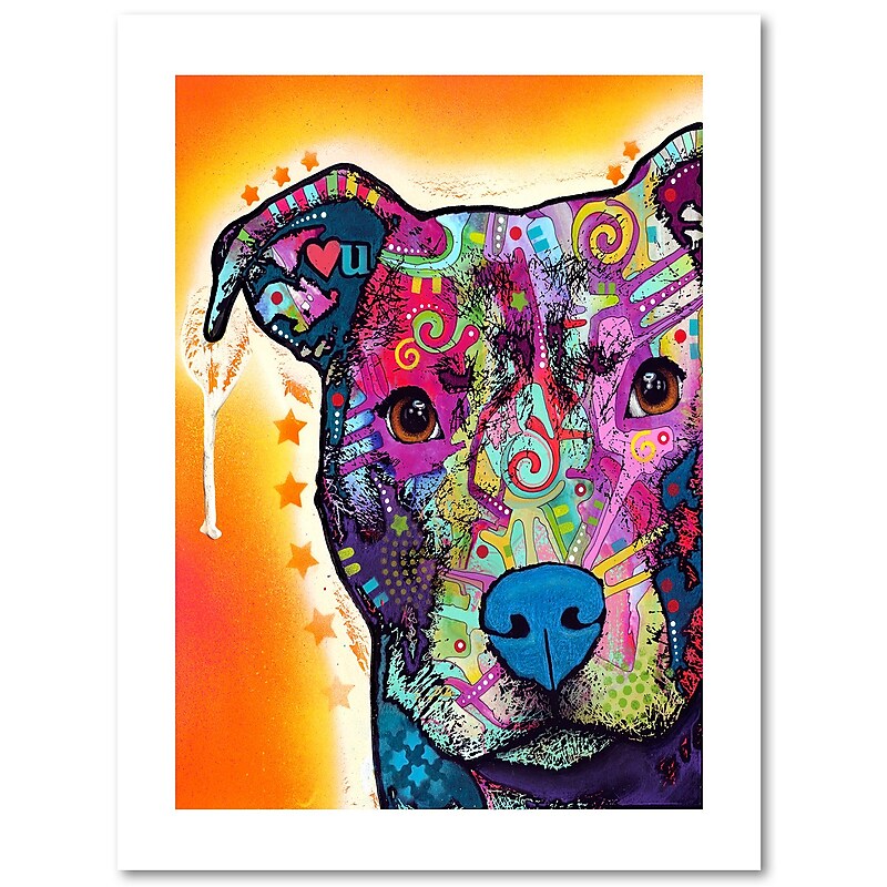 Trademark Fine Art Dean Russo 'Heart U Pit Bull' 18" x 24" Paper Rolled (190836147922) image 1