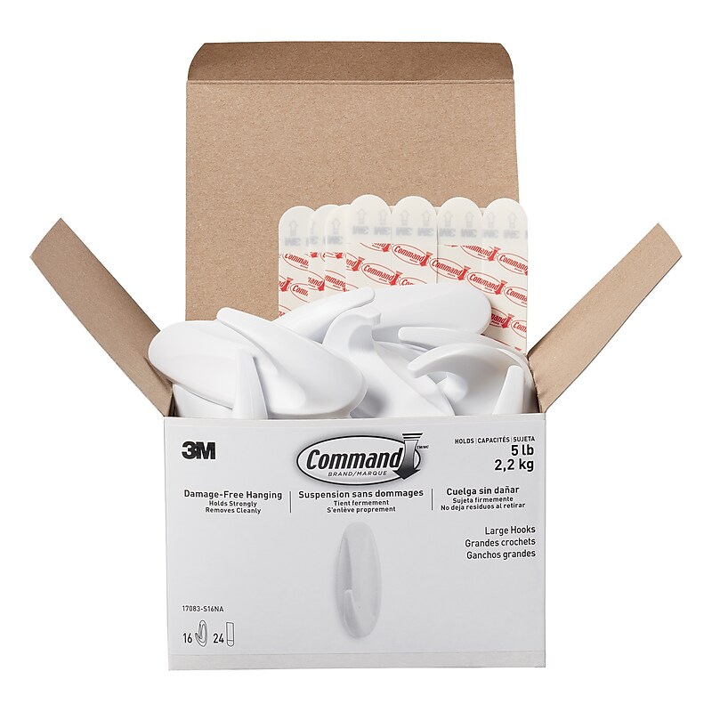 Command Large Designer Hooks, 5 lb., White, 16/Pack (17083-S16NA) image 1