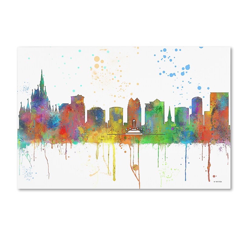Trademark Fine Art Marlene Watson 'Orlando Florida Skyline Mclr-1' 12" x 19" Canvas Stretched (190836208500) image 1