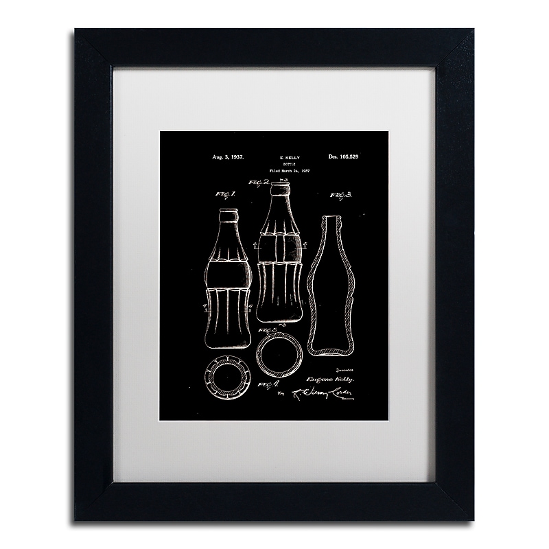 Trademark Fine Art Claire Doherty 'Coca Cola Bottle Patent 1937 Black' 11" x 14" Matted Framed (886511940154) image 1