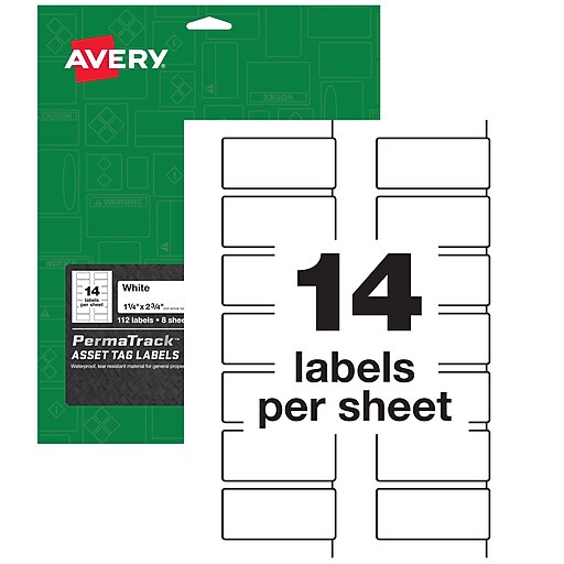 Shop Staples for Avery PermaTrack Laser Asset Tag Labels, 11/4" x 23/