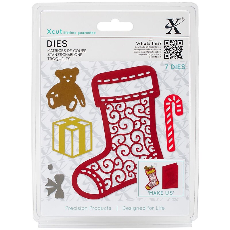 Xcut Decorative Dies 7/Pkg-Filigree Christmas Stocking image 1