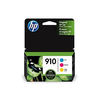 HP 910 Cyan/Magenta/Yellow Standard Yield Ink Cartridge, 3/Pack (3YN97AN#140), print up to 315 pages