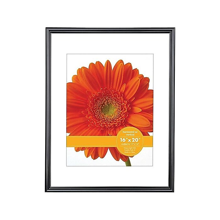 Victory Light Plastic Poster Frame, 16” x 20”, Black