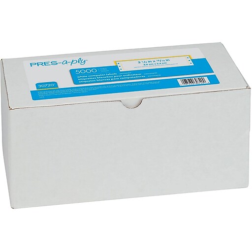 PRES-a-ply Dot Matrix Printer White Address Labels 15/16 x 3 1/2 White 5000/Box 