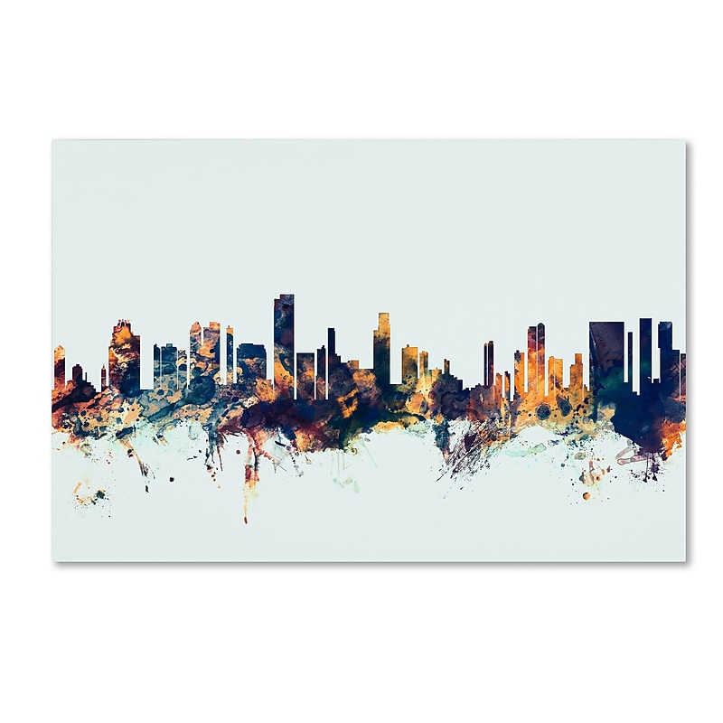 Trademark Fine Art Michael Tompsett 'Honolulu Hawaii Skyline Blue' 12" x 19" Canvas Stretched (190836090204) image 1
