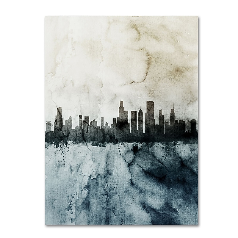 Trademark Fine Art Michael Tompsett 'Chicago IL Skyline Tall 2 ' 14" x 19" Canvas Stretched (190836097326) image 1