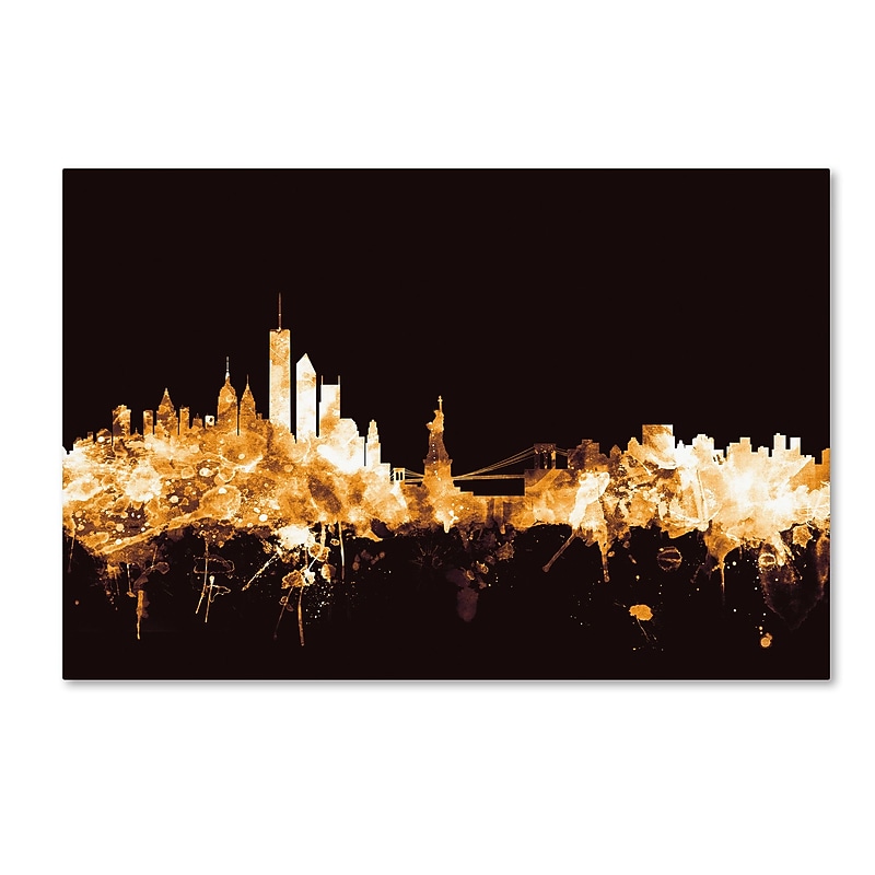 Trademark Fine Art Michael Tompsett 'New York Skyline Gold' 12" x 19" Canvas Stretched (190836095827) image 1