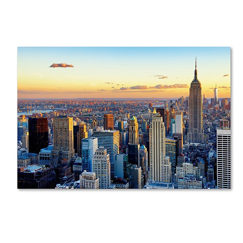 Trademark Fine Art Philippe Hugonnard 'NYC at Sunset' 12" x 19" Canvas Stretched Art Print (190836047093) image 1