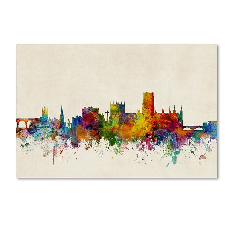 Trademark Fine Art Michael Tompsett 'Durham England Skyline Beige' 12" x 19" Canvas Stretched (190836092727) image 1