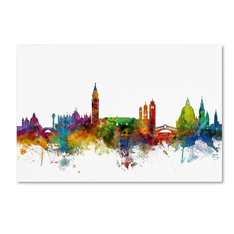 Trademark Fine Art Michael Tompsett 'Venice Italy Skyline White' 12" x 19" Canvas Stretched (190836094264) image 1