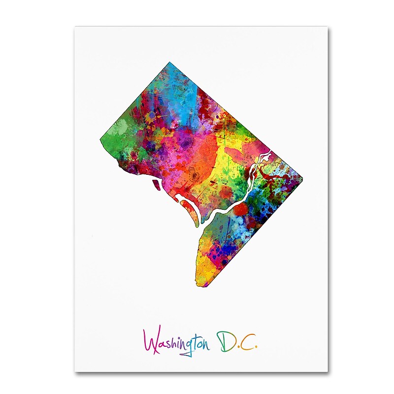 Trademark Fine Art Michael Tompsett 'Washington DC, District of Columbia Map' 14" x 19" Canvas Stretched (886511887770) image 1