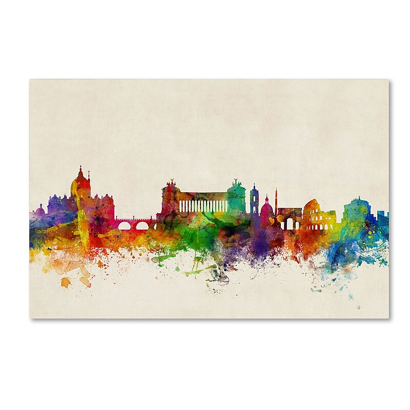 Trademark Fine Art Michael Tompsett 'Rome Italy Skyline Beige' 12" x 19" Canvas Stretched (190836093663) image 1