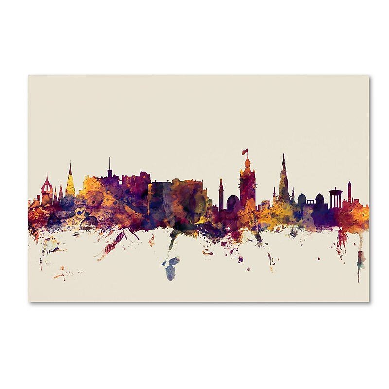 Trademark Fine Art Michael Tompsett 'Edinburgh Scotland Skyline' 12" x 19" Canvas Stretched (190836026319) image 1