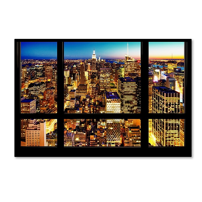 Trademark Fine Art Philippe Hugonnard 'Night View of Manhattan' 12" x 19" Canvas Stretched Art Print (190836118809) image 1