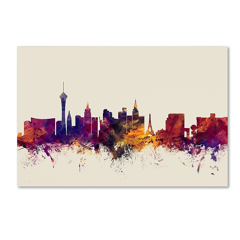 Trademark Fine Art Michael Tompsett 'Las Vegas Nevada Skyline' 12" x 19" Canvas Stretched (190836024711) image 1