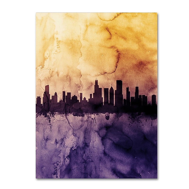 Trademark Fine Art Michael Tompsett 'Chicago Illinois Skyline Tall' 14" x 19" Canvas Stretched (190836097289) image 1