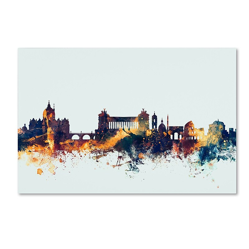 Trademark Fine Art Michael Tompsett 'Rome Italy Skyline Blue' 12" x 19" Canvas Stretched (190836084647) image 1