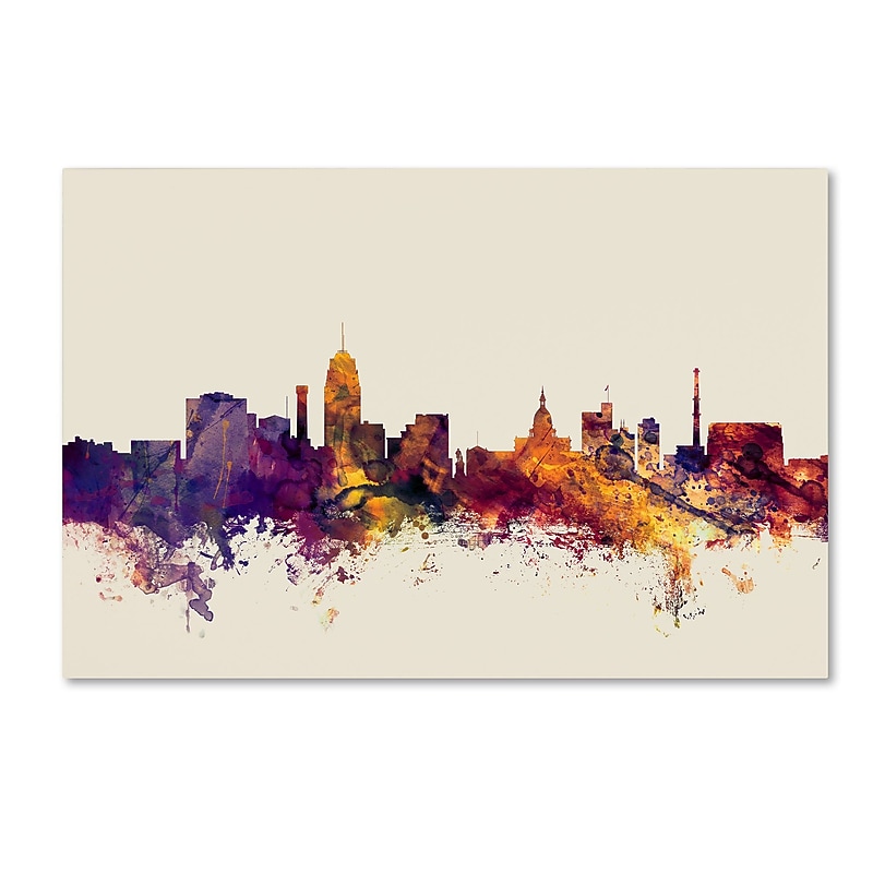 Trademark Fine Art Michael Tompsett 'Lansing Michigan Skyline' 12" x 19" Canvas Stretched (190836031573) image 1