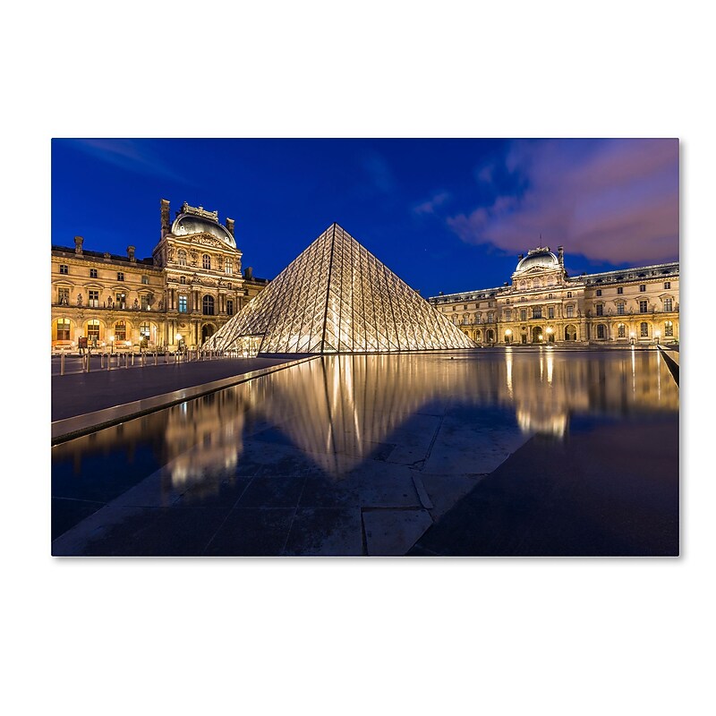 Trademark Fine Art Mathieu Rivrin 'Golden Hour in the Louvre' 12" x 19" Canvas Stretched (190836130368) image 1