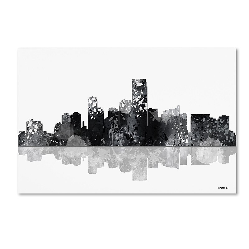 Trademark Fine Art Marlene Watson 'Jersey City New Jersey Skyline BG-1' 12" x 19" Canvas Stretched (190836193943) image 1