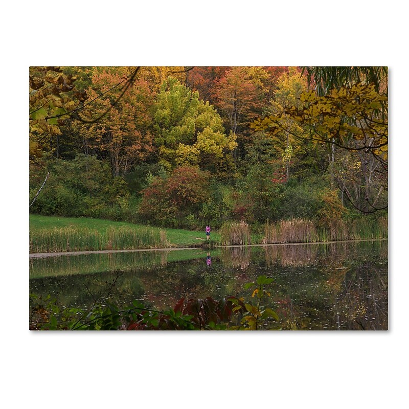 Trademark Fine Art Kurt Shaffer 'Girl in Red Sees Her Reflection' 14" x 19" Canvas Stretched (886511964563) image 1