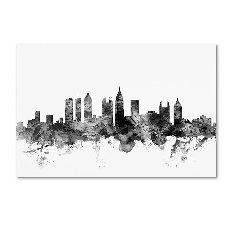 Trademark Fine Art Michael Tompsett 'Atlanta Georgia Skyline B&W' 12" x 19" Canvas Stretched (190836106103) image 1