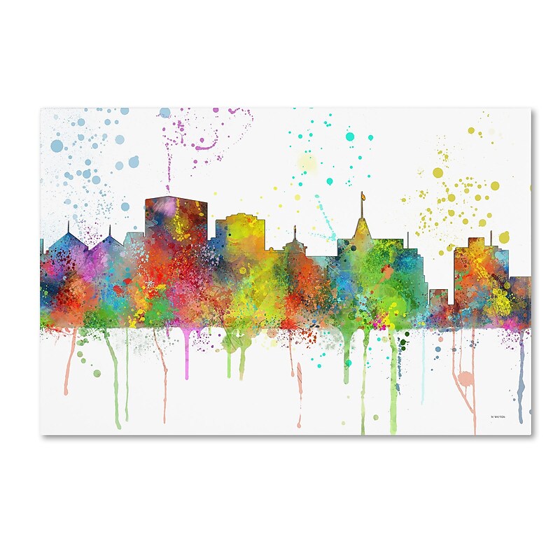 Trademark Fine Art Marlene Watson 'Oakland California Skyline Mclr-1' 12" x 19" Canvas Stretched (190836208081) image 1