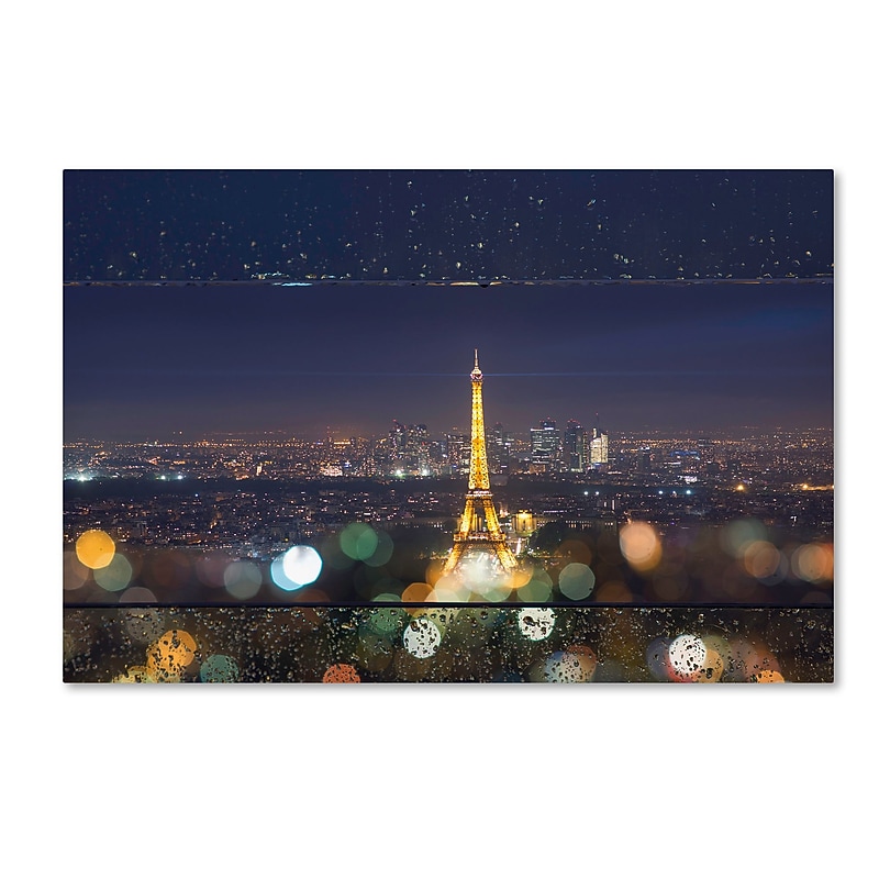 Trademark Fine Art Mathieu Rivrin 'Fireworks of Rain in Paris' 12" x 19" Canvas Stretched (190836129928) image 1