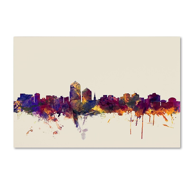 Trademark Fine Art Michael Tompsett 'Albuquerque New Mexico Skyline' 12" x 19" Canvas Stretched (190836028078) image 1