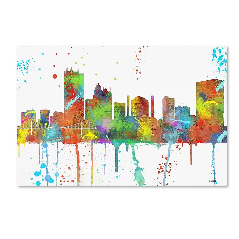 Trademark Fine Art Marlene Watson 'Toledo Ohio Skyline Mclr-1' 12" x 19" Canvas Stretched (190836211449) image 1