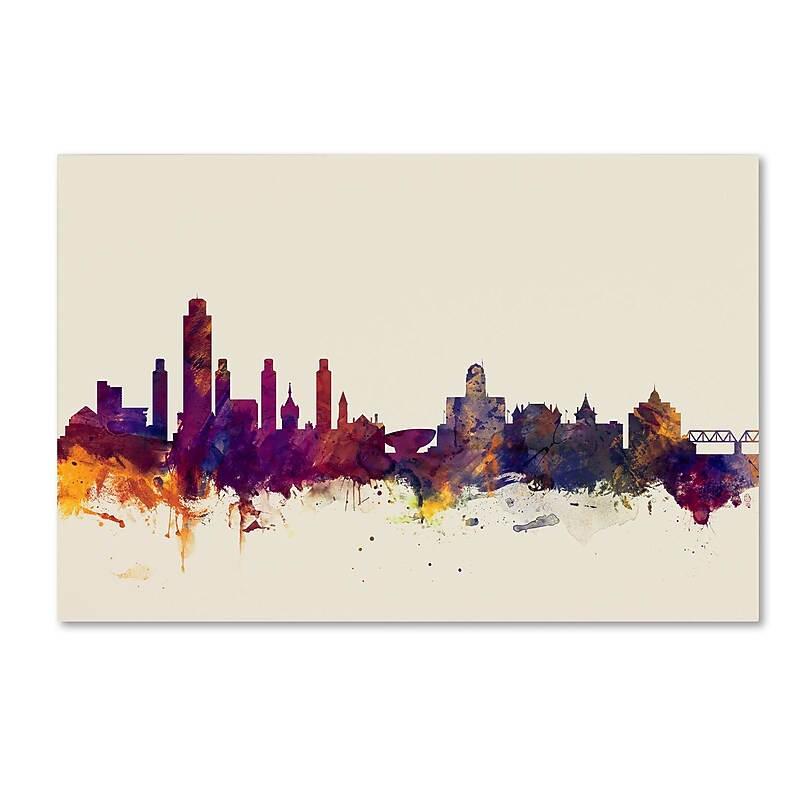 Trademark Fine Art Michael Tompsett 'Albany New York Skyline' 12" x 19" Canvas Stretched (190836027910) image 1