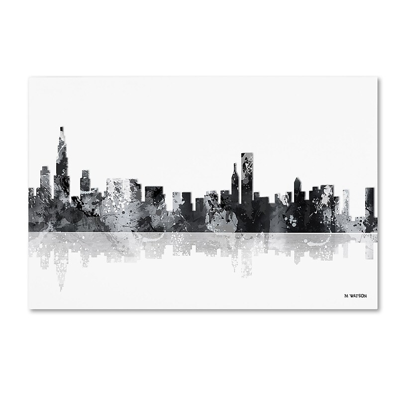 Trademark Fine Art Marlene Watson 'Chicago Illinois Skyline BG-1' 12" x 19" Canvas Stretched (190836191840) image 1