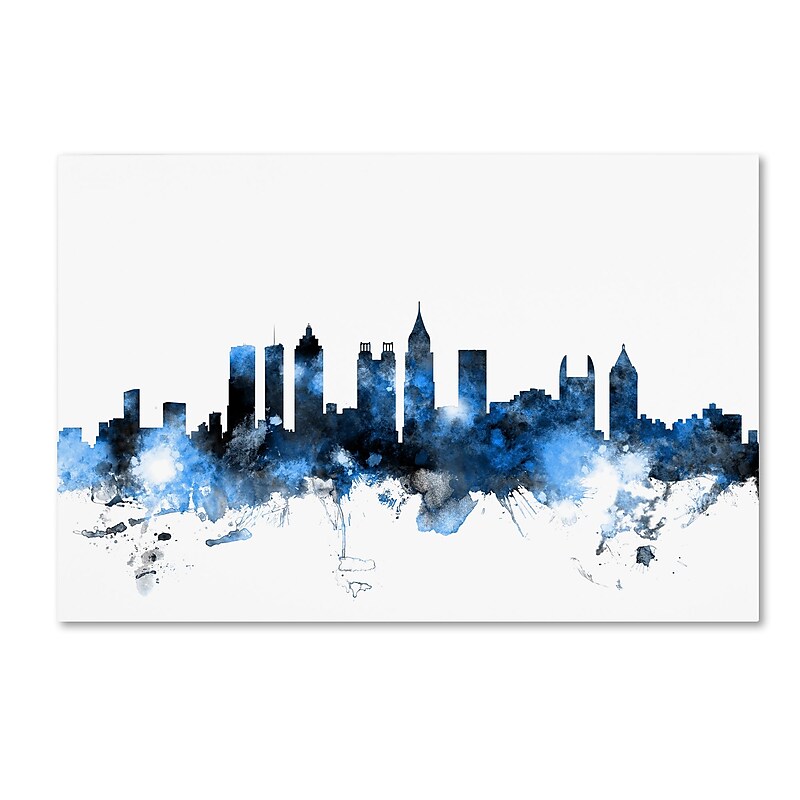 Trademark Fine Art Michael Tompsett 'Atlanta Georgia Skyline White' 12" x 19" Canvas Stretched (190836093069) image 1