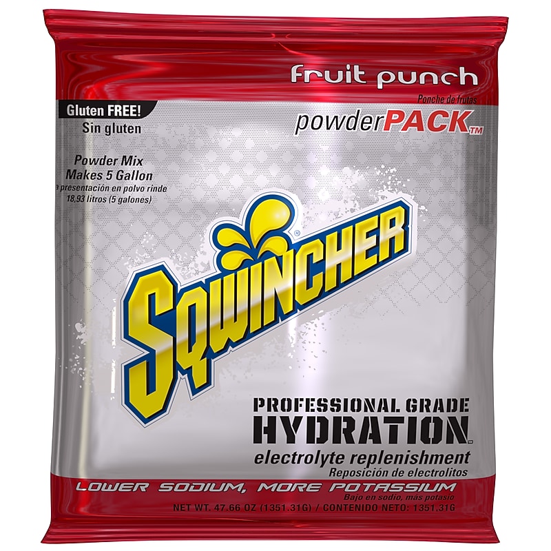 Sqwincher Powder Pack Fruit Punch Sports Energy Drink Mix w/ Electrolytes, 47.6 oz., 16 Packs/Carton (016405-FP) image 1