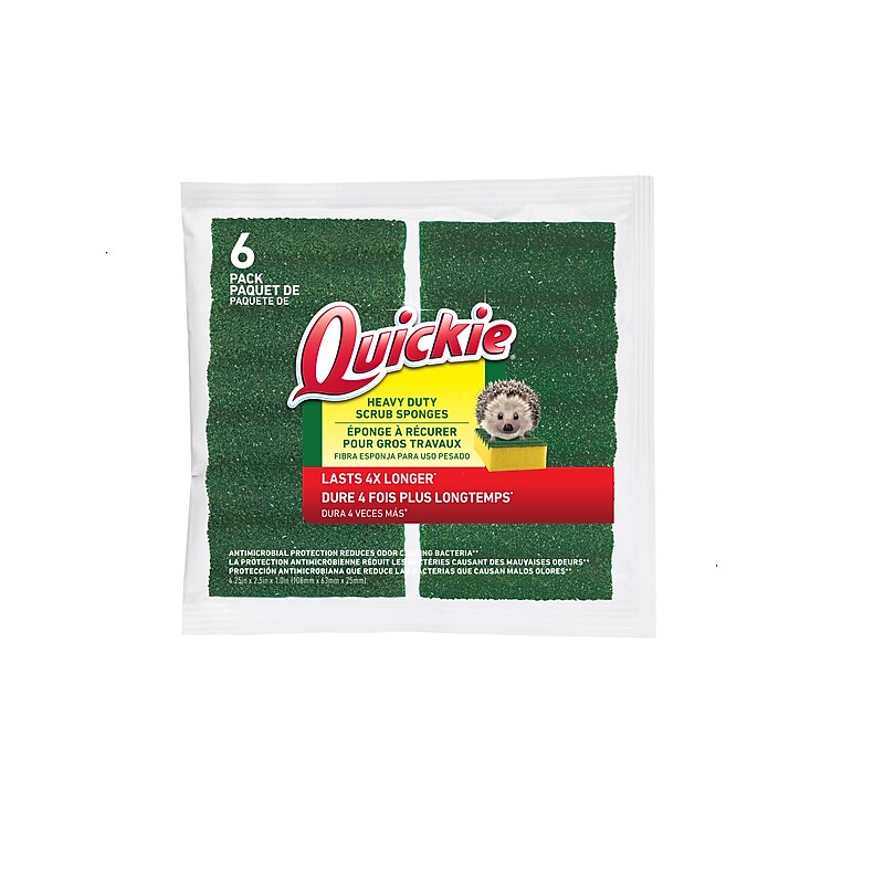 Quickie Long Lasting Heavy Duty Scrubber Sponge, 6/Pack (2052220) image 1