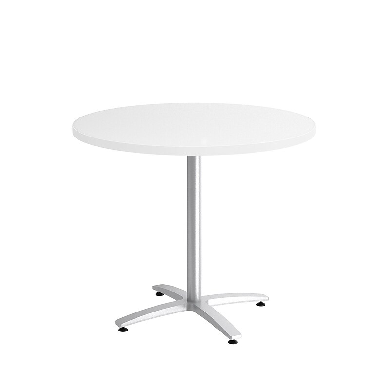 Union & Scale™  36" Round White Seated Height Table Silver Base image 1